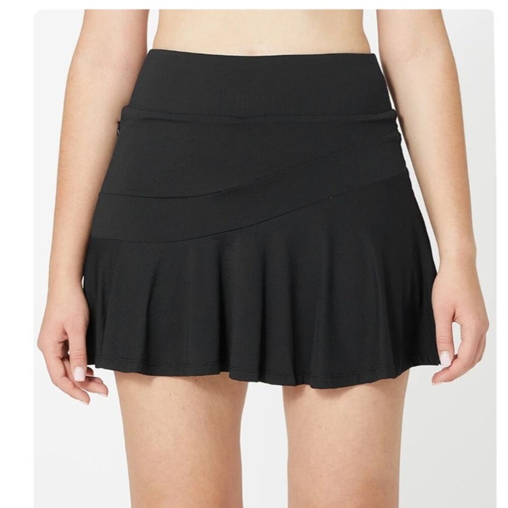 IBKUL Flounce Tennis Golf Skirt Black Skort UPF 50+ Size Large